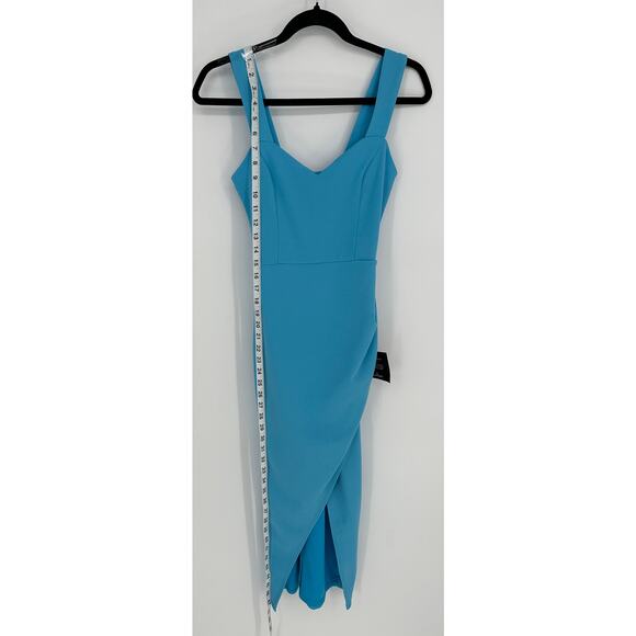 Lulus New! Teal Blue Sleeveless Tulip Midi Dress Slit Cocktail Party Vacay S - Picture 6 of 8